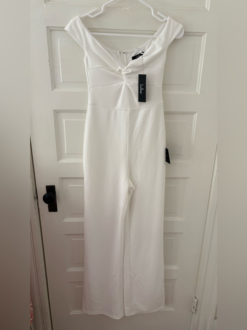 Lulu's White Twist-Front Wide-Leg Jumpsuit
